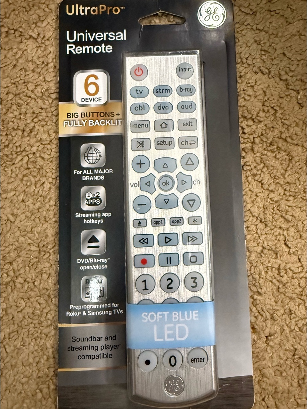 GE Ultrapro Universal Remote - 6 Device - COMPATIBLE WITH ALL MAJOR BRANDS